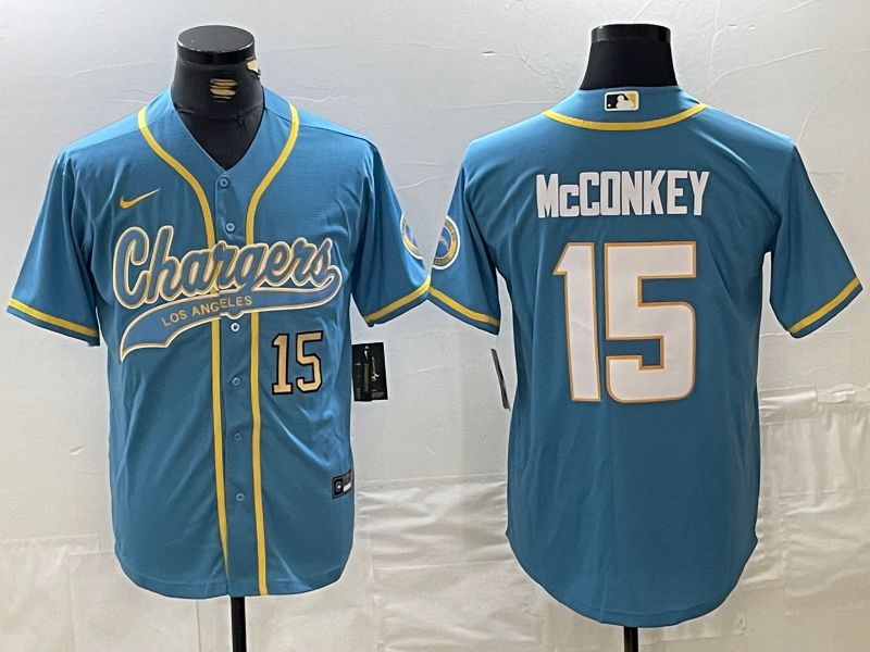 Men Los Angeles Chargers #15 Mcconkey Light blue Joint Name 2024 Nike Limited NFL Jersey style 2